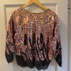 Vintage! Hand-tied Sequin Top // Black and Pink